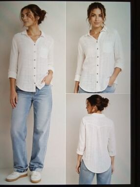 Pilcro and the Letterpress White Lightweight Button-Up Womens Shirt Sz 6